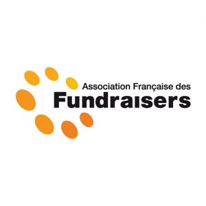 Logo de l'association Française des Fundraisers, avec un cercle formé par 6 points orangés