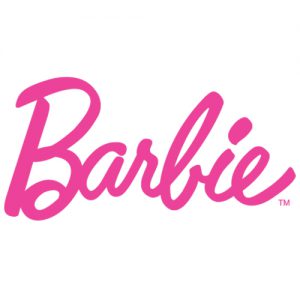 Logo de la marque Barbie écrit en rose