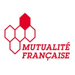 Logo de la Mutualité Française avec des alvéoles rouges