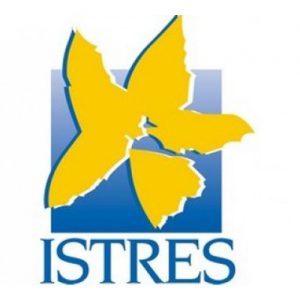 Logo de la ville de Istres, une forme étoilée à cinq branches jaunes sur fond bleu