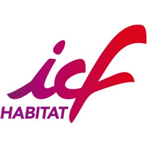 Logo du bailleur social ICF habitat aux couleurs du groupe SNCF, dégradé de mauve vers un rouge vif
