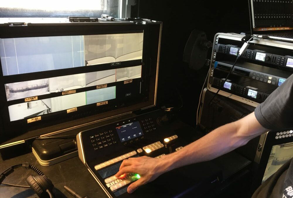 Régie Fly vidéo BlackMagic Switcher, Grille, Panel, Moniteur et Hyperdeck