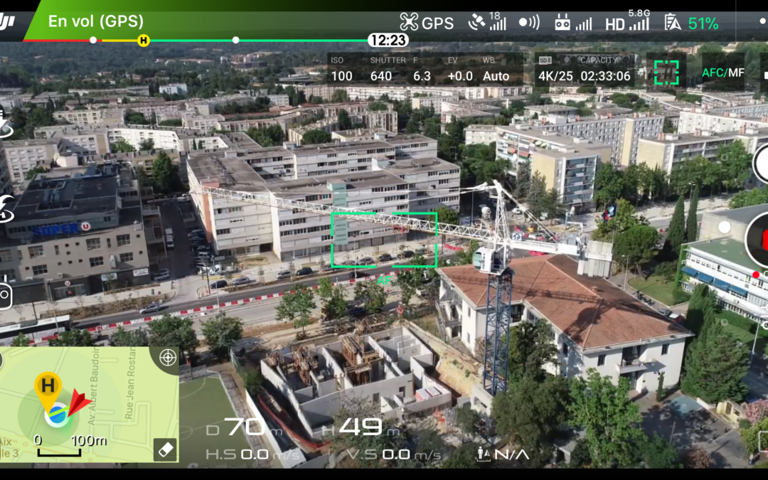 Drone chantier retour video